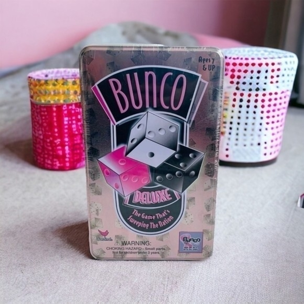 Bunco Deluxe Cardinal Games Dice Game Tin 4-12 Players Family Party New Sealed